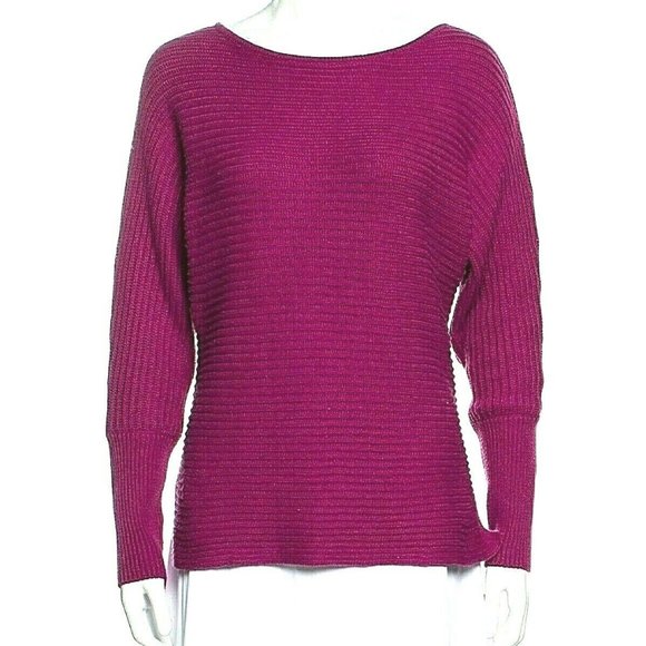 RACHEL ZOE PURPLE RIBBED HI LOW SWEATER - Picture 1 of 4
